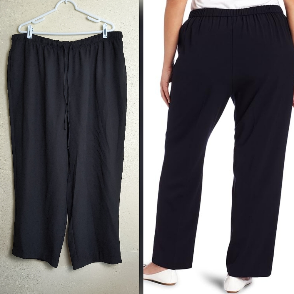 Sag Harbor Mary Simon Black Relaxed Fit Pull-On Dress Pant Plus Size 2X High Ris